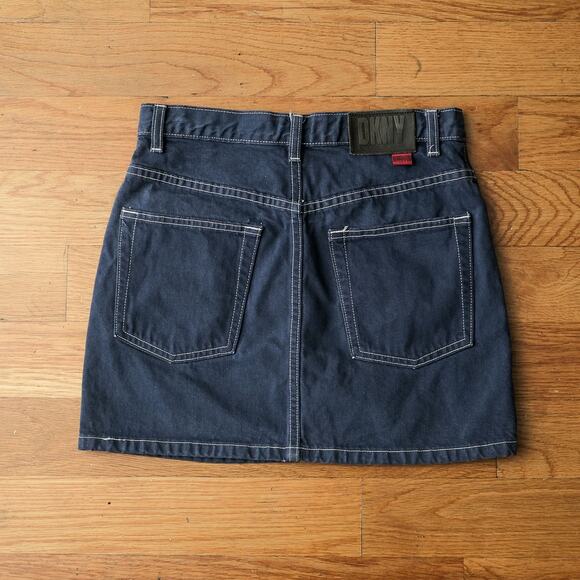 Vintage 90s DKNY Jeans Denim Mini Skirt Navy Size 2 Retro Classic Summer Casual - Picture 4 of 8
